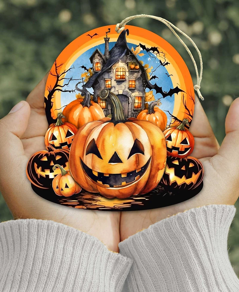 Designocracy Holiday Wooden Ornaments Haunted House Home Decor G. DeBrekht