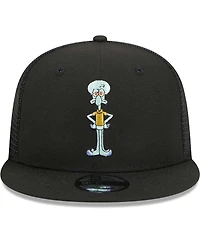 Men's New Era Black SpongeBob SquarePants Squidward Mesh Trucker 9FIFTY Snapback Hat