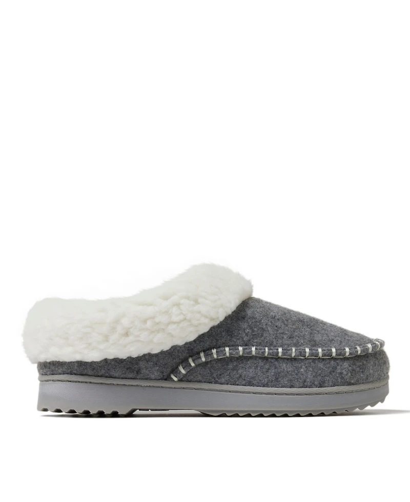 Dearfoams Women's Nyla Felted Plaid Moc Toe Clog Slippers