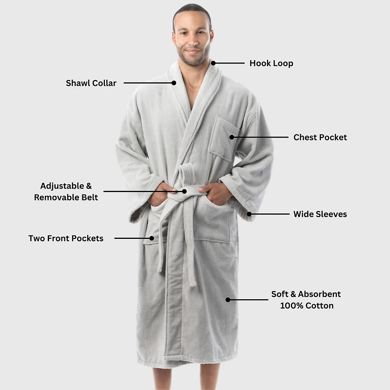 Alpine Swiss Pure Cotton Men Terry Cloth Bathrobe Super Absorbent Hotel Spa Robe