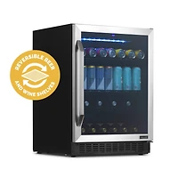 Newair FlipShelf 24" 179 Can or 49 Bottle, Built-in or Freestanding Wine and Beverage Fridge with Reversible Shelves and Precision Temperature Co