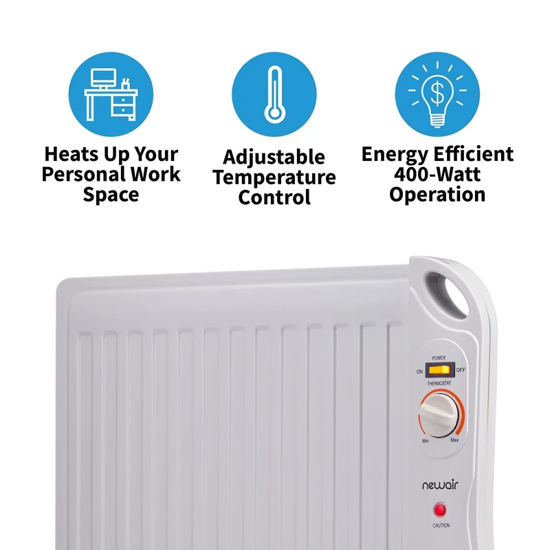 Newair Portable 400 Watt Under Desk Heater with Slim Fit Design and Silent, Energy Efficient Operation