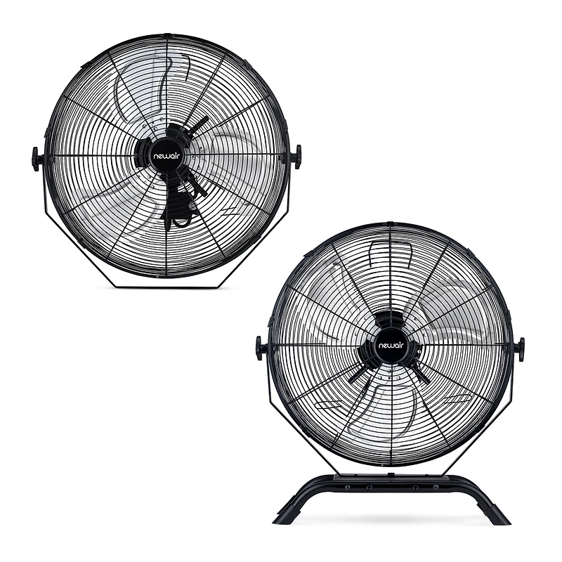 Newair 18" High Velocity Outdoor Fan, Heavy Duty Waterproof 2-in-1 Floor Stand or Wall Mount Fan, Adjustable Tilt and 3 Speeds up to 4012 Cfm | Wall F