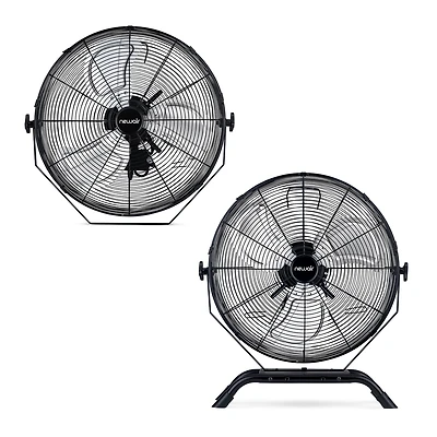 Newair 18" High Velocity Outdoor Fan, Heavy Duty Waterproof 2-in-1 Floor Stand or Wall Mount Fan, Adjustable Tilt and 3 Speeds up to 4012 Cfm | Wall F