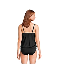Lands' End Women's Blouson Tummy Hiding Tankini Swimsuit Top Adjustable Straps