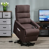Homcom Power Lift Chair with Vibration Massage with Remote Control, Side Pockets,