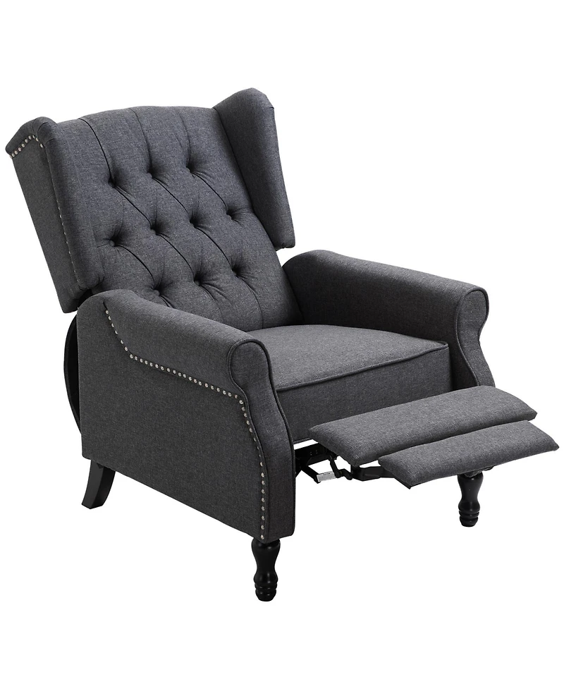 Homcom Upholste Recliner Arm Chair Tufted Linen Lounger w/ Footrest,