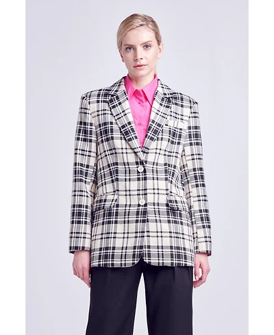English Factory Women's Statement Plaid Blazer