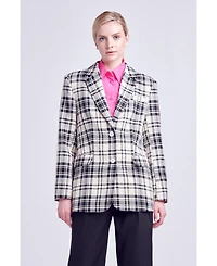 English Factory Women's Statement Plaid Blazer