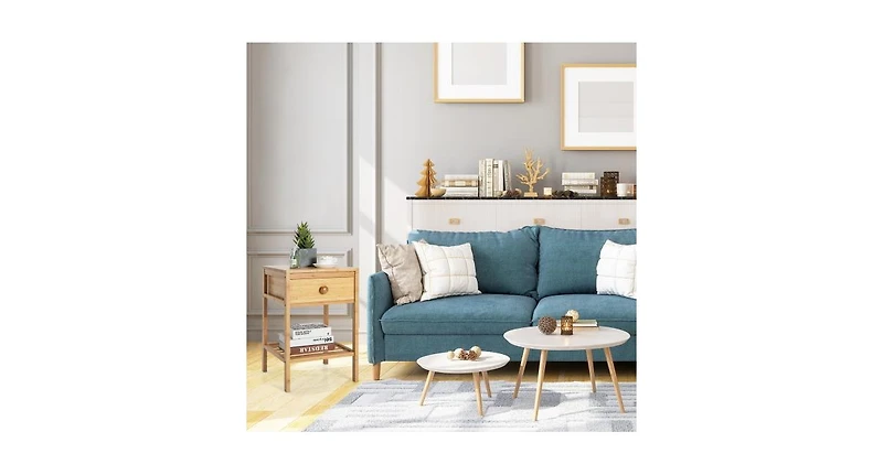 Bamboo Nightstand with Drawer and Open Shelf