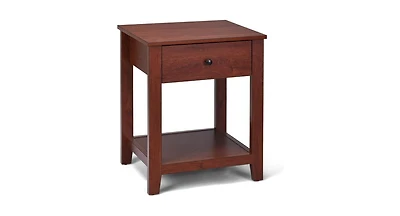 Night Stand End Side Table with Drawer and Storage Shelf