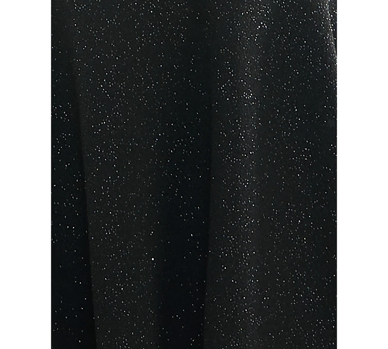 Emerald Sundae Juniors' Illusion-Waist Glitter A-Line Dress
