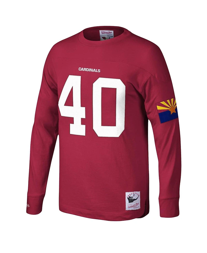 Men's Mitchell & Ness Pat Tillman Cardinal Arizona Cardinals Throwback Retired Player Name and Number Long Sleeve T-Shirt