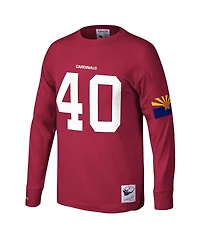 Men's Mitchell & Ness Pat Tillman Cardinal Arizona Cardinals Throwback Retired Player Name and Number Long Sleeve T-Shirt
