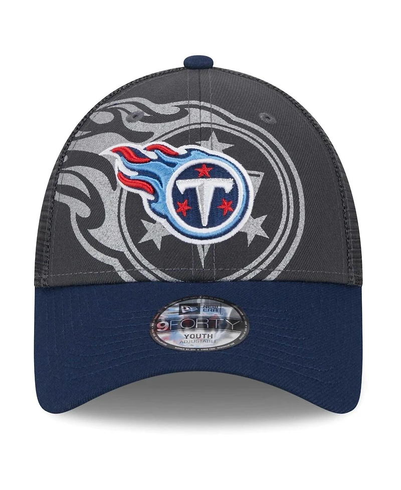 Preschool Boys and Girls New Era Graphite, Navy Tennessee Titans Reflect 9FORTY Adjustable Hat