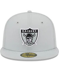 Men's New Era Gray Las Vegas Raiders Throwback Main 59FIFTY Fitted Hat