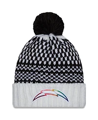 Women's New Era Black, White Los Angeles Chargers 2023 Nfl Crucial Catch Cuffed Pom Knit Hat