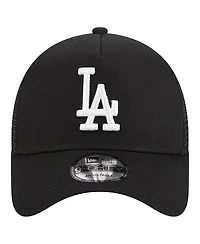 Men's New Era Black Los Angeles Dodgers A-Frame 9FORTY Trucker Adjustable Hat