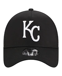Men's New Era Black Kansas City Royals A-Frame 9FORTY Trucker Adjustable Hat