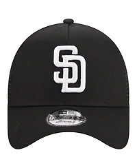 Men's New Era Black San Diego Padres A-Frame 9FORTY Trucker Adjustable Hat