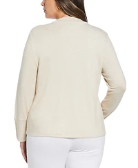 Ella Rafaella Plus Mock Neck Snap Cuff Long Sleeve Top
