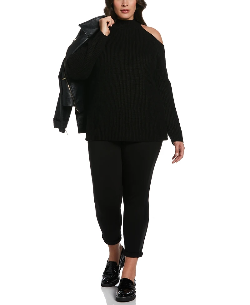 Ella Rafaella Plus Cold Shoulder Long Sleeve Tunic Sweater