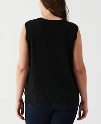 Ella Rafaella Plus Size Lace Trim Sleeveless Shell Sweater