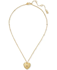 Kate Spade New York Gold-Tone Crystal A Locket Pendant Necklace, 16" + 3" extender