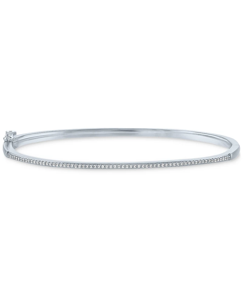 2-Pc. Set Diamond Bangle Bracelet (1/5 ct. t.w.) & Curb Link Chain Bracelet in Sterling Silver & 14k Gold-Plate
