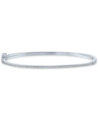 2-Pc. Set Diamond Bangle Bracelet (1/5 ct. t.w.) & Curb Link Chain Bracelet in Sterling Silver & 14k Gold-Plate