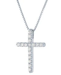 Lab Grown Diamond Cross Pendant Necklace (1/2 ct. t.w.) in Sterling Silver, 16" + 2" extender