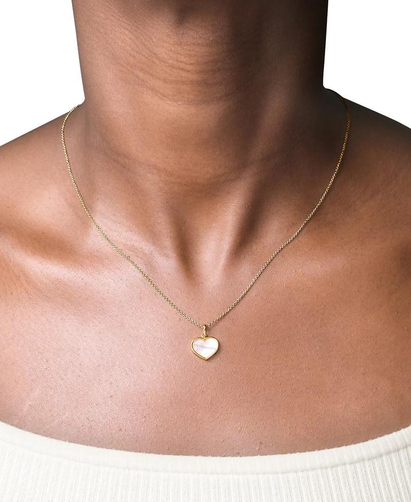 Mother of Pearl Heart Pendant Necklace in 14k Gold-Plated Sterling Silver, 16" + 2" extender