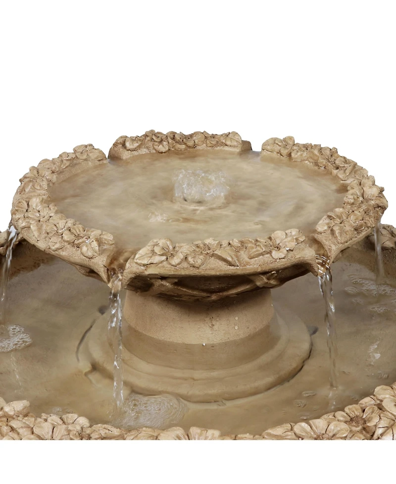 28"H Electric Polyresin 2-Tier Beveled Flower Outdoor Bird Bath Water Fountain
