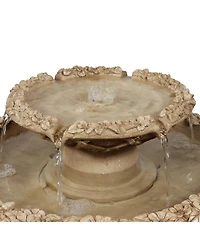 28"H Electric Polyresin 2-Tier Beveled Flower Outdoor Bird Bath Water Fountain