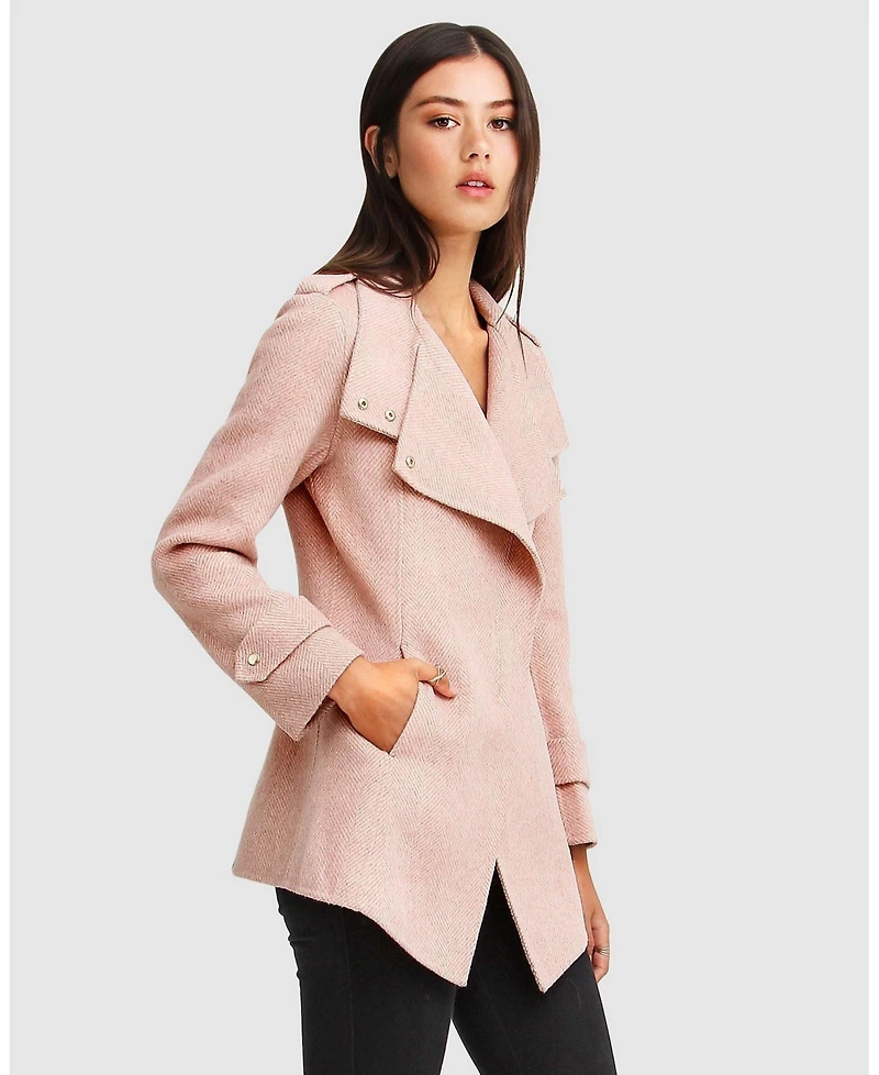 Belle & Bloom Women's Bad Girl Wool Blend Moto Coat