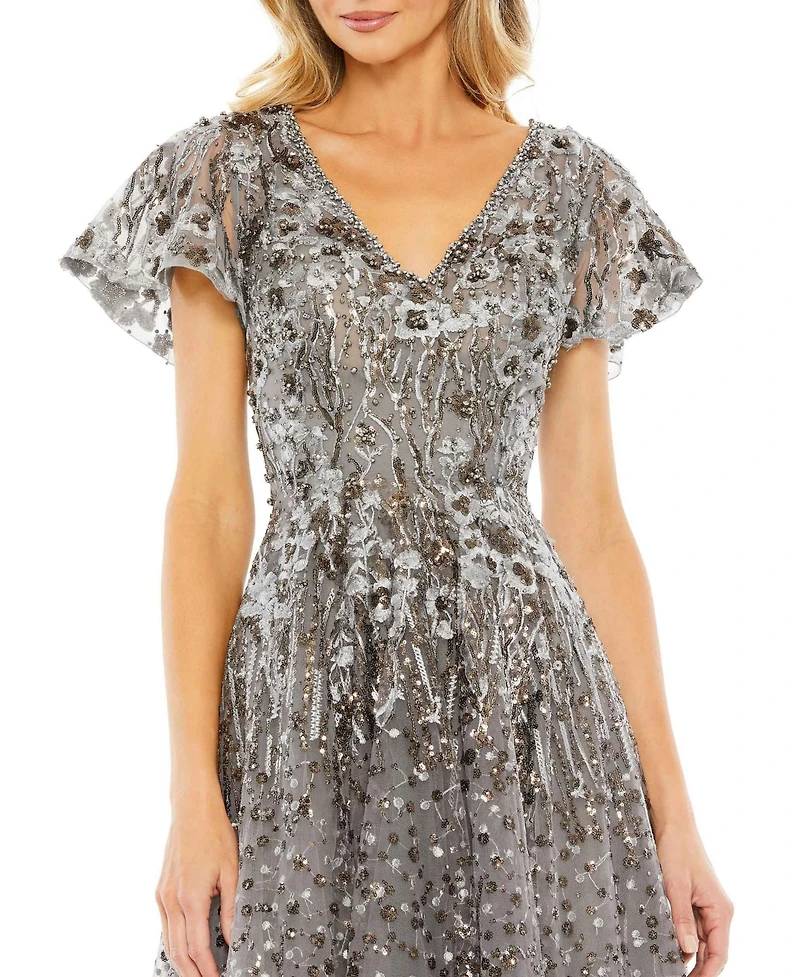 Mac Duggal Women's Embellished Butterfly Fit And Flare Dress