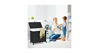 Laundry Hamper with Wheels and Lid-Black