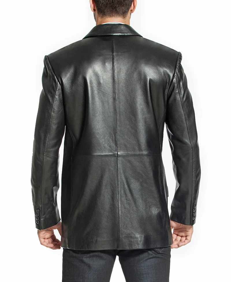 Bgsd Men Peak Lapel Two-Button Leather Blazer