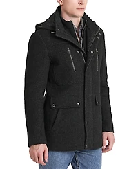 Bgsd Men Adam Herringbone Wool Car Coat with Bib