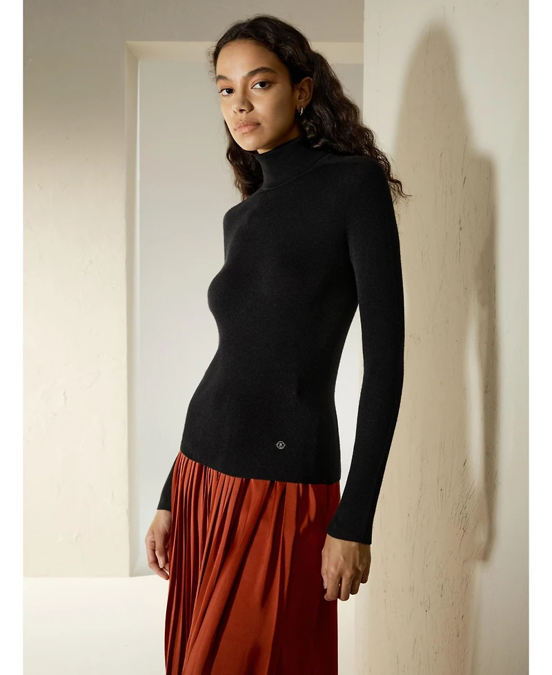 Lilysilk Women's Seamless Silk Knit Turtleneck Sweater