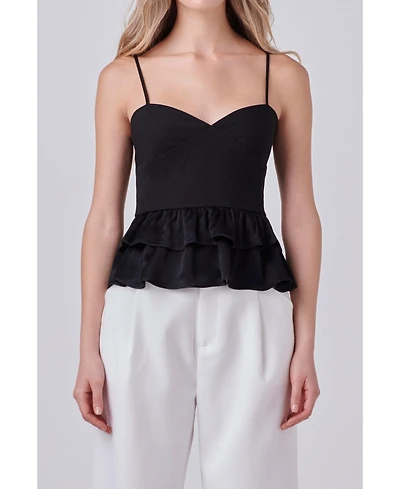 endless rose Women's Mixed Media Layered Top