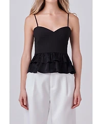 endless rose Women's Mixed Media Layered Top