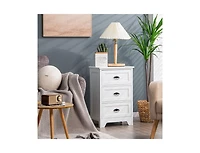 3 Drawers End Storage Wood Side Nightstand