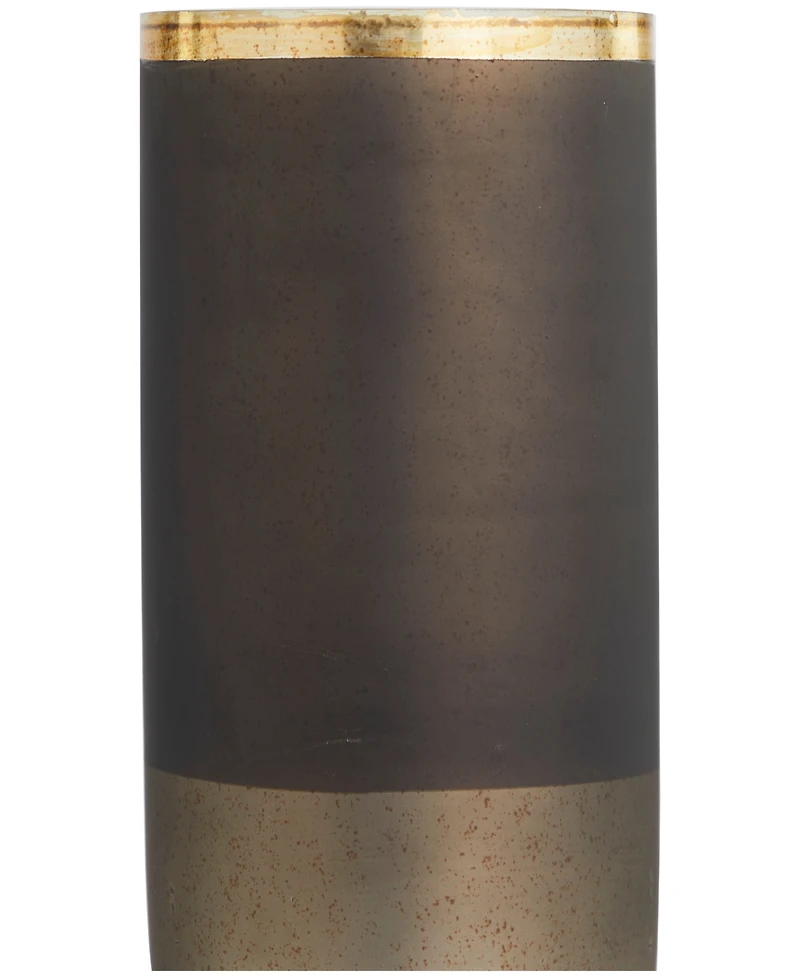 Glass Colorblock Candle Holder with Gold-Tone Accents and Textured Silver-Tone Base, 6" x 6" x 16"