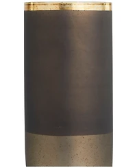 Glass Colorblock Candle Holder with Gold-Tone Accents and Textured Silver-Tone Base, 6" x 6" x 16"