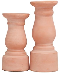 The Novogratz Ceramic Terracotta Candle Holder 10" and 8" H, Set of 2