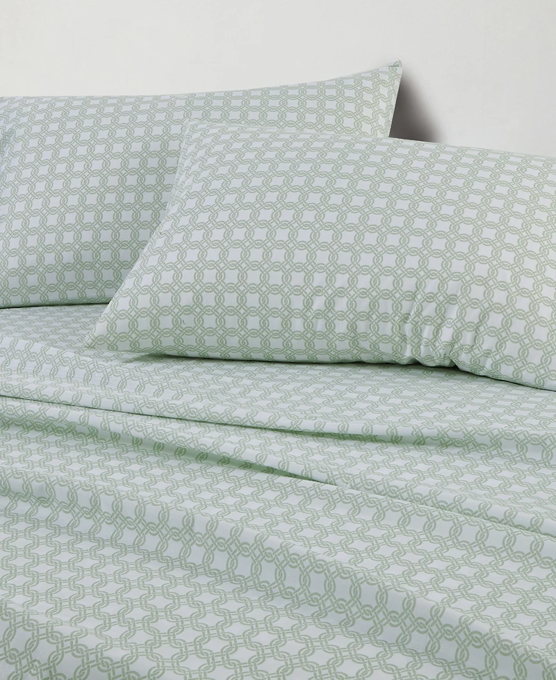 Sunham Microfiber Easy Care Printed 4-Pc. Sheet Set