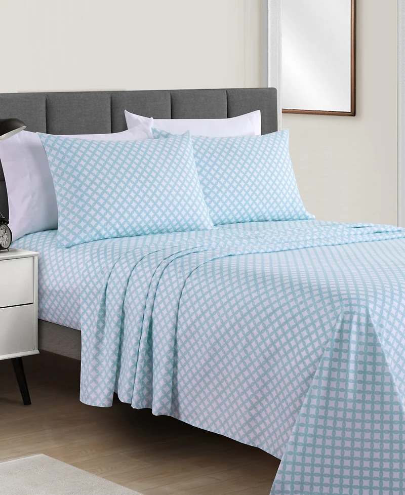 Sunham Microfiber Easy Care Printed -Pc. Sheet Set