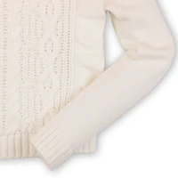 Hope & Henry Baby Girls Long Sleeve Ruffle Pinafore Cable Sweater