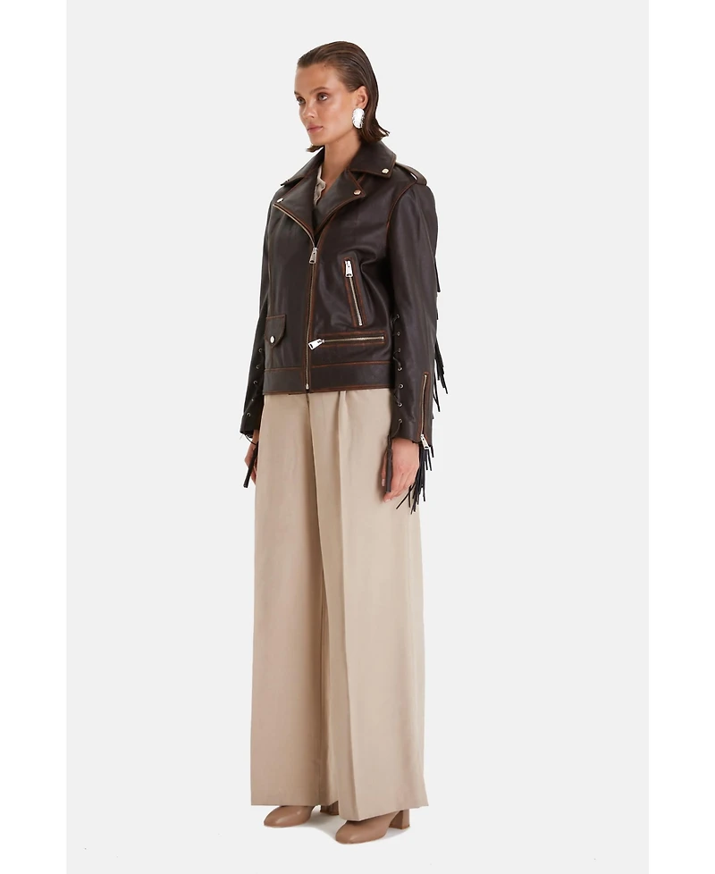 Furniq Uk Women's Genuine Leather Jacket, Brown